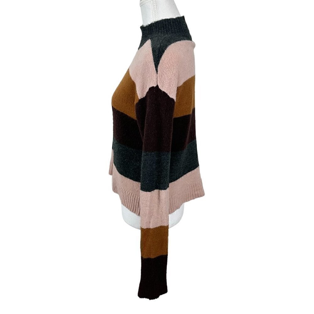 Express Retro Color Block Striped Long Sleeve Mock Turtleneck Sweater (S) - Picture 6 of 11